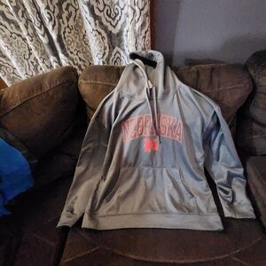 Reebok Gray and Red Nebraska Hoodie